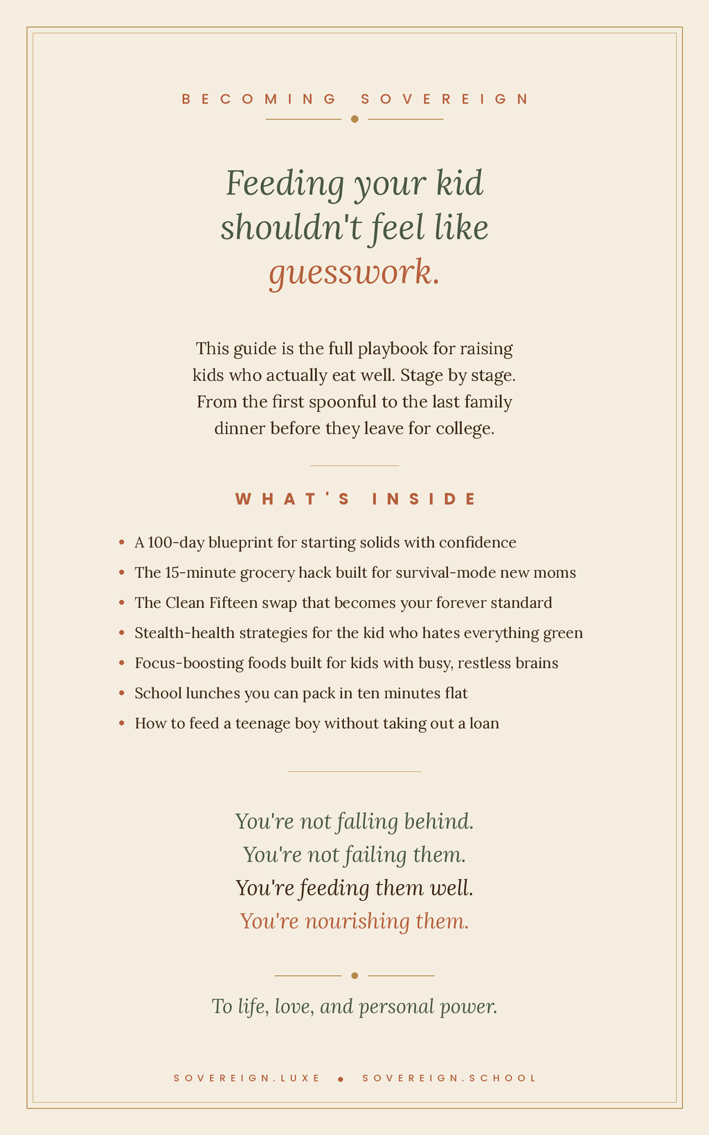 Book cover with text about feeding children and a promise to nourish them well.